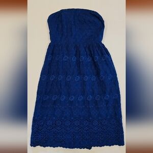 Old Navy Strapless Eyelet Dress Royal Blue size 0